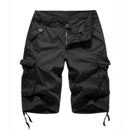 Foursteeds Women'S Twill Cotton Multi-Pockets Camouflage Bermuda Cargo Shorts Black Us 8