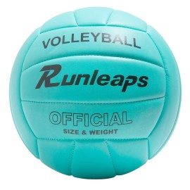 Runleaps Volleyball, Waterproof Indoor Outdoor Volleyball For Beach Game Gym Training (Official Size 5, Blue)
