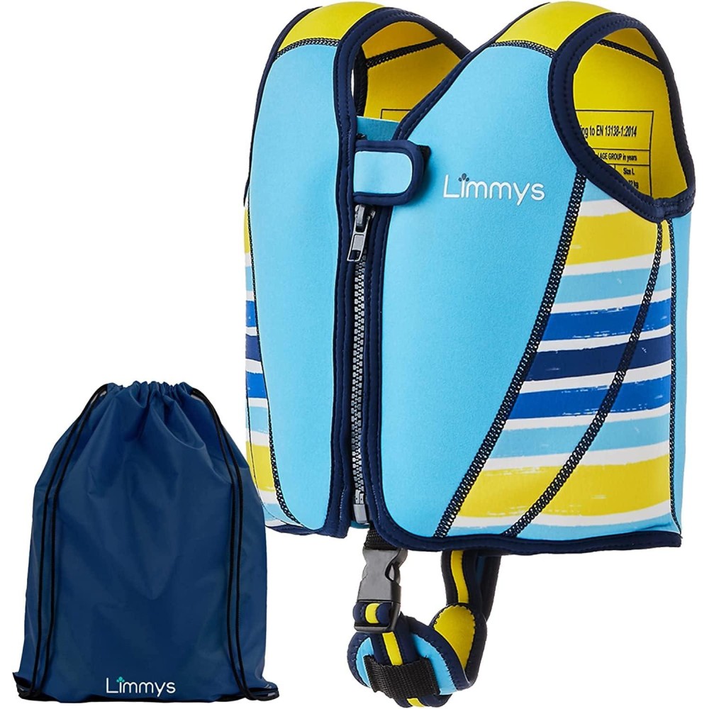 Limmys Premium Neoprene Swim Vest For Children - Ideal Buoyancy Swimming Aid For Boys - Modern Design Swim Jacket - Drawstring Bag Included (Small)