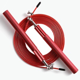 Speed Jump Rope - 360A Swivel Ball Bearing - Adjustable Steel Coated Skipping Rope- Aluminum Anti Skipping Handle -Fitness Training Boxing Sports Exercises -Suitable For Kids And Adults(Red)