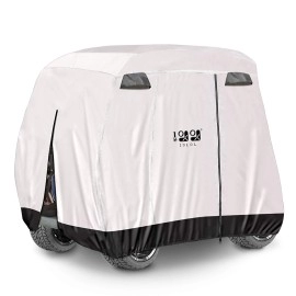 10L0L Universal 2-4 Passenger Golf Cart Cover For Ezgo, Club Car And Yamaha, Waterproof Sunproof And Durable, Silver White