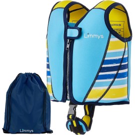 Limmys Premium Neoprene Swim Vest For Children - Ideal Buoyancy Swimming Aid For Boys - Modern Design Swim Jacket - Drawstring Bag Included (Large)