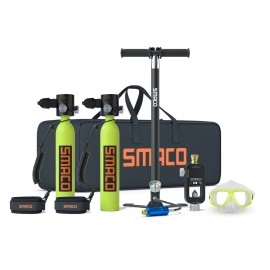 Smaco Mini Scuba Tank 05L Handheld Mini Diving Tank With Dot Marked Reusable Scuba Pony Bottle With 5-10 Minutes Backup Air Diving Cylinder For Underwater Exploration Emergency Rescue S300 Plus