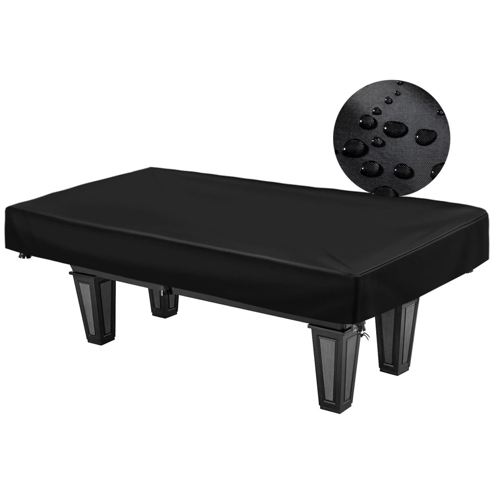 Womaco 7 8 9 Ft Billiard Table Covers Heavy Duty Waterproof 789 Foot Fitted Pool Table Cover Polyester Fabric For Snooker Billiard Table (Black, 8 Foot)