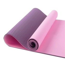 Yoga Mat Eco Friendly Tpe Non Slip Yoga Matsdual Color Exercise Mat For Yoga Gymnastics Pilates & Floor Exerciseshigh Density Fitness Workout Mat With Carrying Strap And Mesh Bag -Purple+Pink