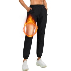 Junlan Sauna Suit For Women Sweat Sauna Pants Gym Workout Sweat Suits For Women (C.Black Pants Only,X-Large)