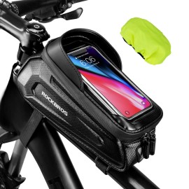 Rockbros Bike Bag, Eva Waterproof Mount Holder Front Frame Top Tube Handlebar Bicycle Accessories Pouch With Rain Cover Compatible Phones Under 6.8