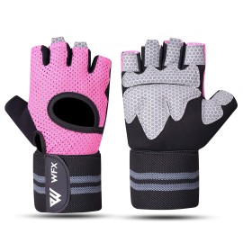 Westwood Fox Wfx Weight Lifting Gloves For Men Women Gym Gloves With Wrist Wrap Support For Workout Exercise Fitness Training, Hanging, Pull Ups, Suit For Dumbbell, Cycling (Medium, Pink)