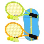 Kids Tennis Racket,17 Inch Plastic Tennis Racket with 2 Soft Balls,2 Tennis Balls and 4 Shuttlecocks for Kid,Toddler Outdoor/Indoor Sport Play (Green&Yellow)