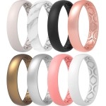 Thunderfit Silicone Wedding Bands For Women, Breathable Air Grooves Anniversary Rings 4Mm Width - 15Mm Thick (Women Bronze, White, Rose Gold, Silver, Light Pink, Marble, Black, Faint Red, Size 105 - 11 (206Mm))