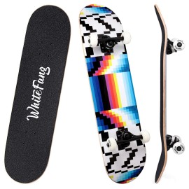 Whitefang Skateboards For Beginners, Complete Skateboard 31 X 788, 7 Layer Canadian Maple Double Kick Concave Standard And Tricks Skateboards For Kids And Beginners (Testing)