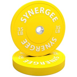 Synergee Color Bumper Plates Weight Plates Strength Conditioning Workouts Weightlifting 35lbs Pair