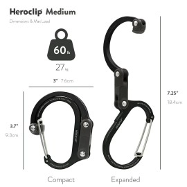 GEAR AID HEROCLIP Carabiner Clip and Hook (Medium) for Camping, Backpack, and Garage, Forest Green