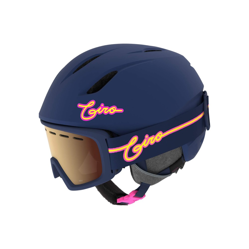 Giro Launch Cp Youth Snow Helmet Wmatching Goggles - Matte Midnightneon Lights - Size Xs (485-52Cm)