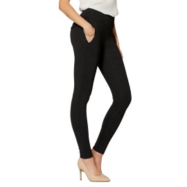 Premium Womens Stretch Dress Pants - Wear To Work - Ponte Treggings - Slim Leg With Buttons - High Class - Dp-Slimbuttons-57-Xs
