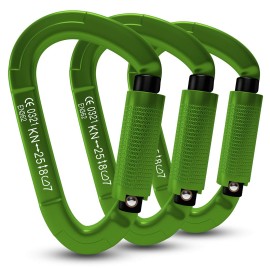 Fvw 3 Pack Heavy Duty Climbing Carabiners,25Kn Auto Locking Rock Climbing Carabiners Clips For Hammocks, Swing, Locking Dog Leash And Harness, Camping, Hiking & Utility (Green)