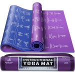 Instructional Yoga Mat With Poses Printed On It & Carrying Strap - 75 Illustrated Yoga Poses & 75 Stretches - Cute Yoga Mat For Women And Men - Non-Slip, 1/4