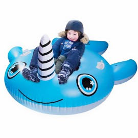 Triumpeek Snow Tubes, Inflatable Snow Sleds Heavy Duty Sledding Snowboard with Handles for Christmas Gift Winter Outdoor Fun (Narwhale)