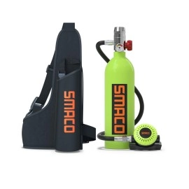 Smaco Scuba Tank Diving Gear For Diver 1L Mini Scuba Tank Oxygen Cylinder With 15-20 Minutes Underwater Breathing Portable Diving Tank Kit For Underwater Exploration Emergency Rescue Pony Bottle S400