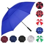 Mrtlloa 68 Inch Automatic Open Royal Blue Golf Umbrella, Extra Large Oversize Double Canopy Vented Windproof Waterproof Stick Umbrellas For Rain