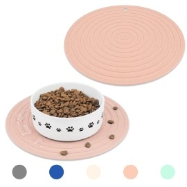 Ptlom Pet Food Mat For Dog And Cat Placemat 2 Pcs, Mat For Prevent Food And Water Overflow, Suitable For Medium And Small Pet, Silicone, 95 95