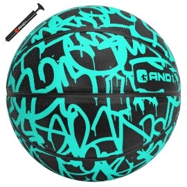 And1 Fantom Rubber Basketball & Pump (Graffiti Series)- Official Size 7 (29.5) Streetball, Made For Indoor And Outdoor Basketball Games (Mint)