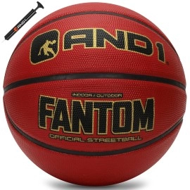 And1 Fantom Rubber Basketball: Official Regulation Size 7 (29.5 Inches) - Deep Channel Construction Streetball, Made For Indoor Outdoor Basketball Games,Burgundy
