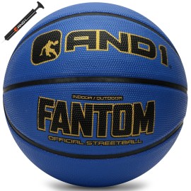And1 Fantom Rubber Basketball: Official Regulation Size 7 (29.5 Inches) Rubber Basketball - Deep Channel Construction Streetball, Made For Indoor Outdoor Basketball Games,Navy