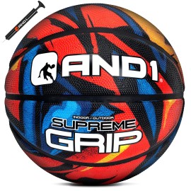And1 Supreme Grip Basketball: Official Regulation Size 7 (29.5 Inches) Rubber Basketball - Deep Channel Construction Streetball, Made For Indoor Outdoor Games