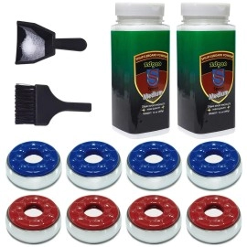 YDDS Shuffleboard Pucks w/ 2 Cans Shuffleboard Wax, Mini Dustpan and Brush for Shuffleboard Table, Complete Shuffleboard Accessories Bundle (2 1/8