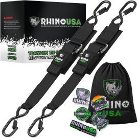 Rhino Usa Boat Trailer Transom Straps (2Pk)- Heavy Duty 2 Inch X 48 Inch Adjustable Straps For Trailering - Ultimate Marine Tie Downs Accessories For Boating Safety - Guaranteed For Life