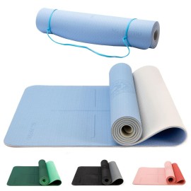 Vav Kg Physio Yoga Mat - Eco Friendly Tpe Non Slip Exercise Mat With Yoga Mat Strap Included - Ideal For Hiit, Pilates, Yoga And Many Other Home Workouts - 185 Cm X 60 Cm X 06 Cm Exercise Mat