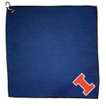 Team Golf Ncaa Illinois Fighting Illini Golf Towel With Carabiner Clip, Premium Microfiber With Deep Waffle Pockets, Superior Water Absorption And Quick Dry Golf Cleaning Towel