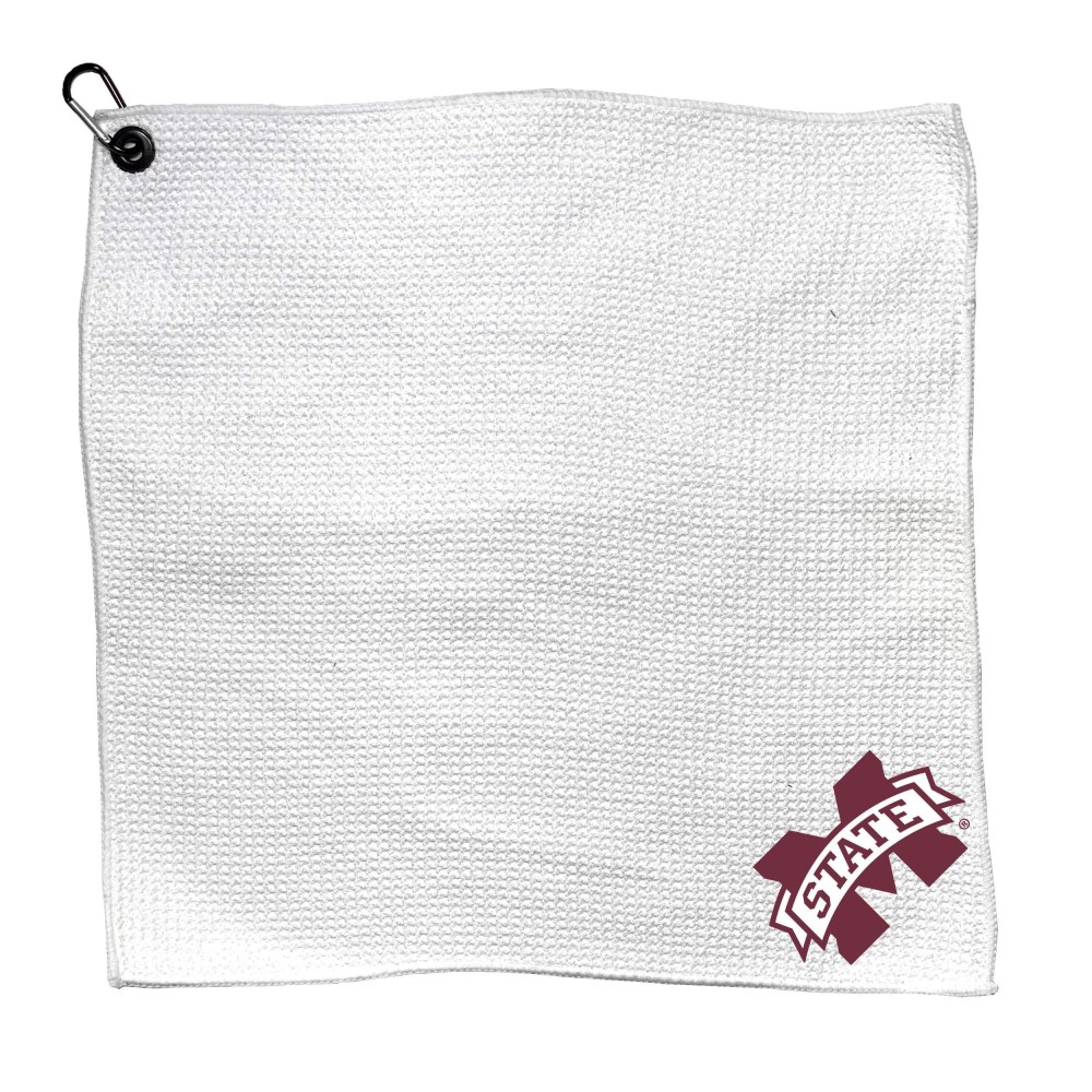 Team Golf Ncaa Mississippi State Bulldogs Golf Towel With Carabiner Clip, Premium Microfiber With Deep Waffle Pockets, Superior Water Absorption And Quick Dry Golf Cleaning Towel