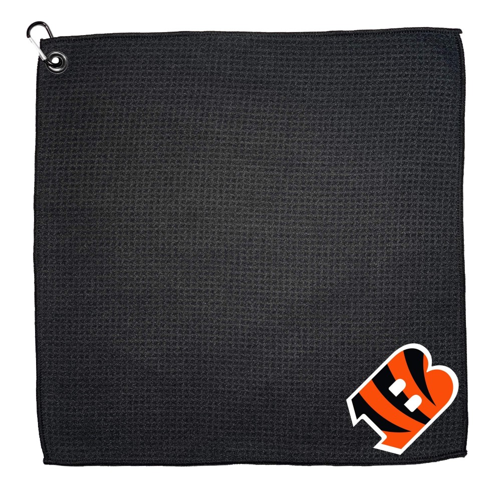 Team Golf Nfl Cincinnati Bengals Golf Towel With Carabiner Clip, Premium Microfiber With Deep Waffle Pockets, Superior Water Absorption And Quick Dry Golf Cleaning Towel