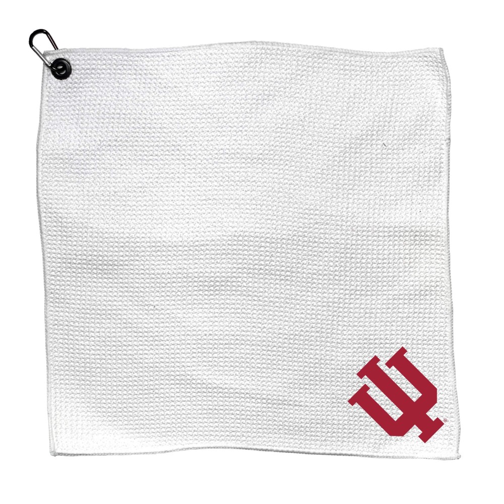Team Golf Ncaa Indiana Hoosiers Golf Towel With Carabiner Clip, Premium Microfiber With Deep Waffle Pockets, Superior Water Absorption And Quick Dry Golf Cleaning Towel