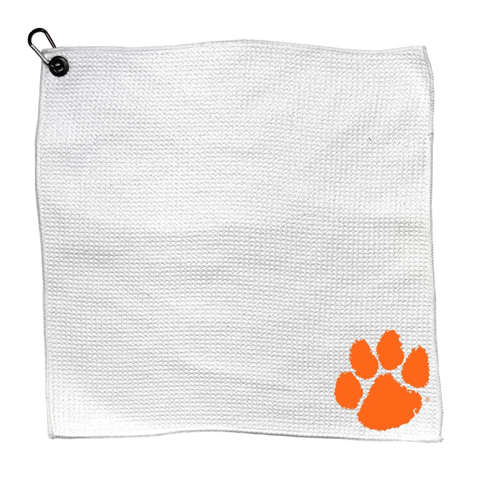 Team Golf Ncaa Clemson Tigers Golf Towel With Carabiner Clip, Premium Microfiber With Deep Waffle Pockets, Superior Water Absorption And Quick Dry Golf Cleaning Towel