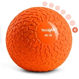 Yes4All Fitness Slam Medicine Ball 40Lbs For Exercise, Strength, Power Workout Workout Ball Weighted Ball Exercise Ball Orange Beast
