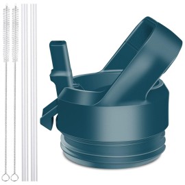 Aipenq Straw Cap For Yeti Rambler Bottle And Rtic Bottle, Straw Lid With 2 Straws And 2 Brushes (Jade)