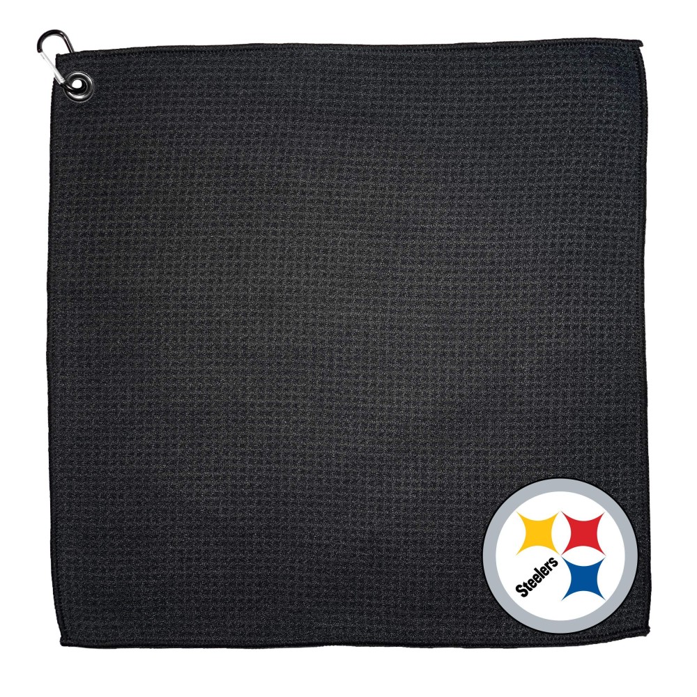 Team Golf Nfl Pittsburgh Steelers Golf Towel With Carabiner Clip, Premium Microfiber With Deep Waffle Pockets, Superior Water Absorption And Quick Dry Golf Cleaning Towel