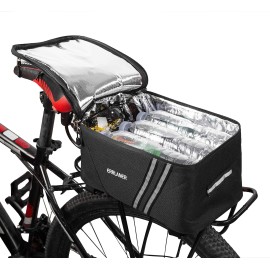 Errlaner Bicycle Rack Rear Carrier Bag Insulated Trunk Cooler 11L Large Capacity Storage Luggage Pouch Reflective Mtb Bike Pannier Shoulder Bag With Rain Cover