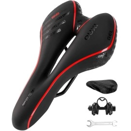Ouxi Comfort Bike Seat Comfortable Gel Bicycle Saddle Replacement Soft Padded With Shock Absorbing Waterproof For Mtb Mountain Bike Road Bike Exercise Bike Men Women And Ladies - Red