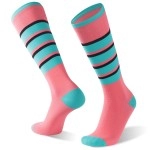 Randy Sun Waterproof Breathable Graduated Compression Socks(20-30 Mmhg), Unisex Coolmax Quality Cycling Running Trekking Socks, 1 Pair-Pink-Knee High Socks,X-Small