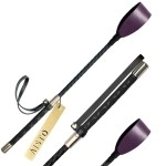 Aisto 18 Inch Riding Crop For Horses, Horse Whip With Double Slapper, Leather Equestrian Jump Bat, Black,Purple (Purple)