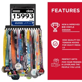 iBobbish bib Medal Holder Display Hanger Rack Frame Shelf,Metal Race Medal Hanger Run,Gymnastics Medal Holders,Sports Medal Display Holder with Vinyls