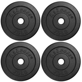 A2Zcare Standard Cast Iron Weight Plate Set 1-Inch Center Hole For Adjustable Dumbbell, Standard Barbell - Ideal For Strength Training, Crossfit Equipment And Home Gym - Set 125Lb, 25Lb, 3Lb, 5Lb, 75Lb, 10Lb (Set Of 4 - 75 Lbs)