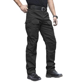 Navekull Mens Outdoor Tactical Pants Rip Stop Lightweight Waterproof Military Combat Cargo Work Hiking Pants Black