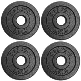A2Zcare Standard Cast Iron Weight Plate Set 1-Inch Center Hole For Adjustable Dumbbell, Standard Barbell - Ideal For Strength Training, Crossfit Equipment And Home Gym - Set 1.25Lb, 2.5Lb, 3Lb, 5Lb, 7.5Lb, 10Lb (Set Of 4 - 2.5 Lbs)