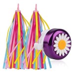 U-Lian Kids Purple Streamers And Bike Bell For Girls-1 Pack Flower Bicycle Bell With 2 Pack Handlebar Streamers Scooter Tassels For Children'S Bike Accessories