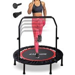 Kanchimi 40 Folding Mini Fitness Indoor Exercise Workout Rebounder Trampoline With Handle, Max Load 330Lbs(Black)